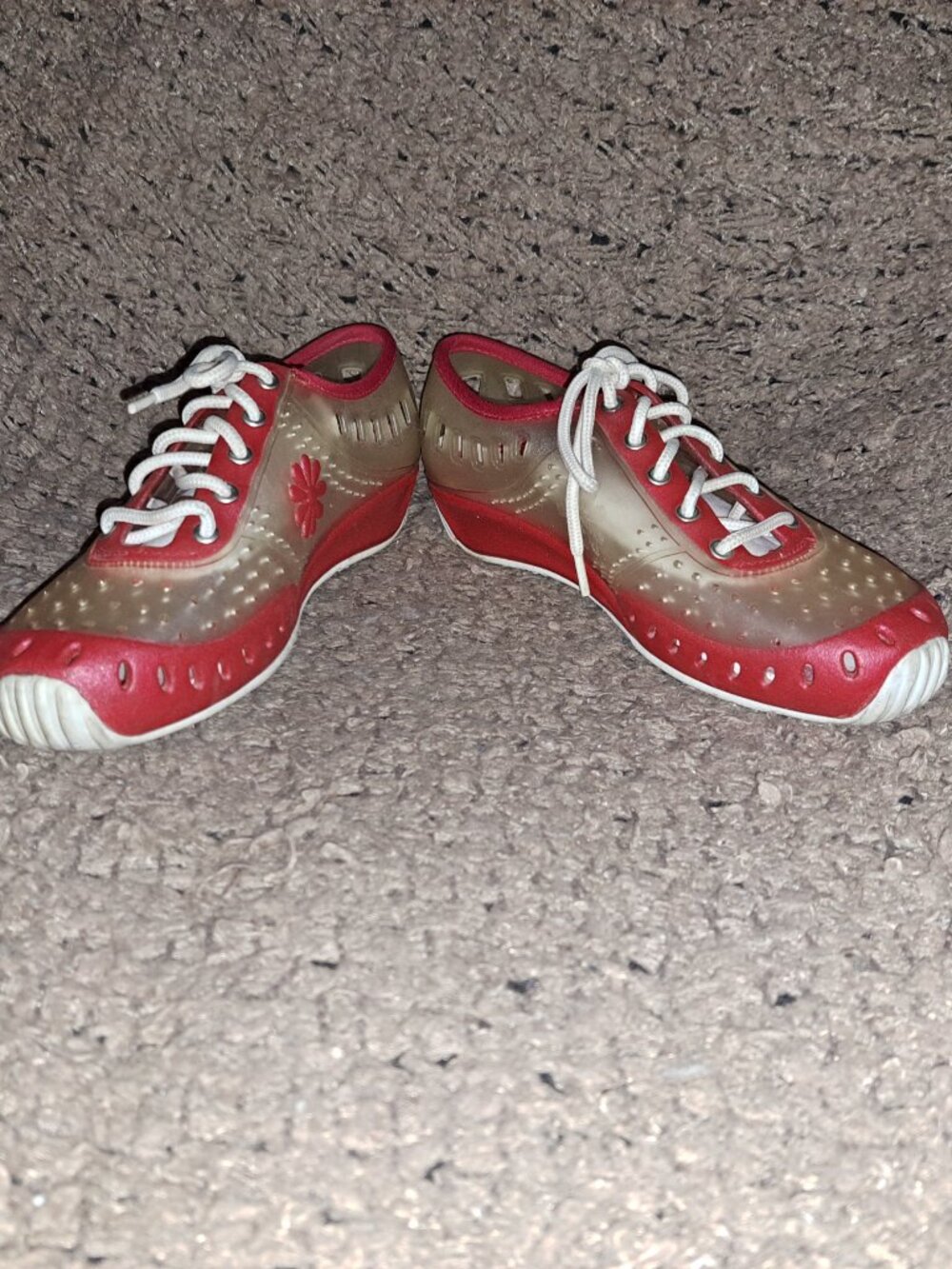 Vintage Y2K NO BOUNDARIES-Tynan Jelly Sneakers-Clear & Red-SZ 7-Excellent - Picture 4 of 8